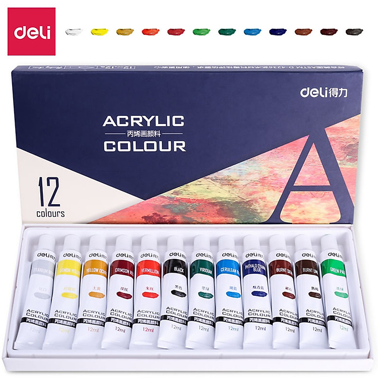 Màu Acrylic Chuyên Nghiệp Deli (12 màu) - Ảnh 3