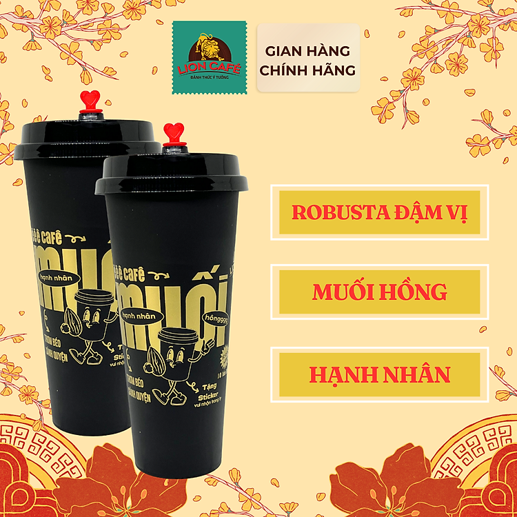 LION CAFE - Cà phê hòa tan 4in1- Muối Hạnh Nhân - Ly nhựa 180g (10 gói x 18g)