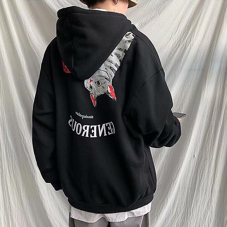 Áo Hoodie nỉ ngoại mèo ngược 3 màu (unisex nam nữ đều mặc được)