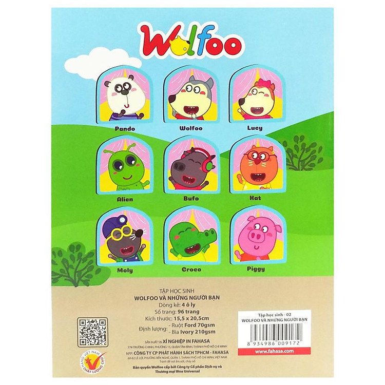 Bộ Tập Học Sinh Wolfoo (4 ô ly, 96 trang, 70gsm) - Ảnh 4