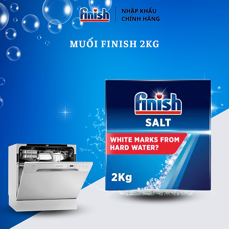 Muối rửa bát Finish Dishwasher Salt 4kg dùng cho máy rửa bát, muối finish 2kg làm mềm nước nhập khẩu chính hãng