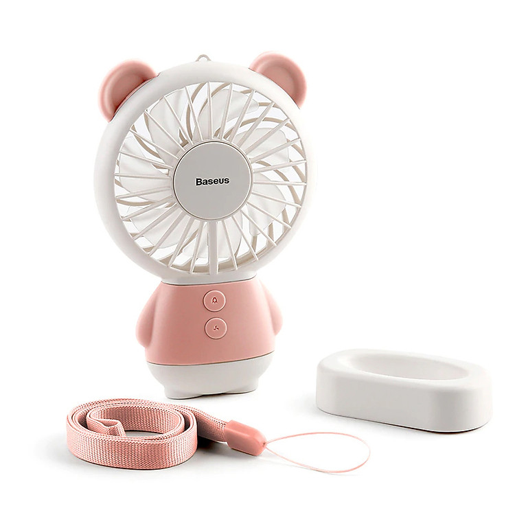 Quạt Mini Cầm Tay Baseus Panda Kiêm Đèn Ngủ Siêu Dễ Thương (Đính Kèm Chân Đế Và Dây Đeo Cổ) (Màu Ngẫu Nhiên) - Hàng Chính Hãng