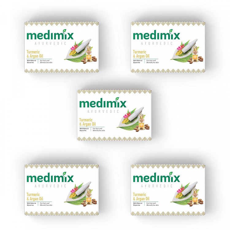 Set 4 bánh xà phòng Medimix Nghệ & dầu Argan 75g - Tặng 1 bánh