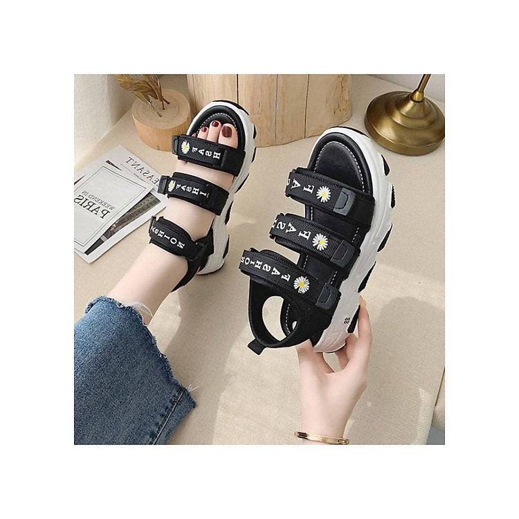Sandal nữ độn đế quai ngang cá tính nhiều màu mới