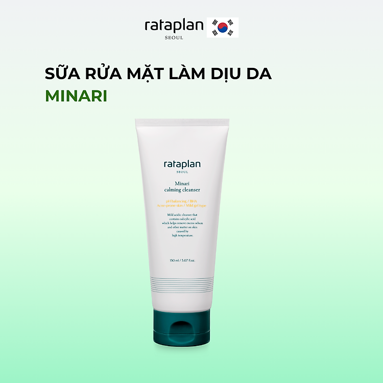 Sữa rửa mặt Minari RATAPLAN làm dịu da, giảm mụn, kháng khuẩn và an toàn cho da 150ml