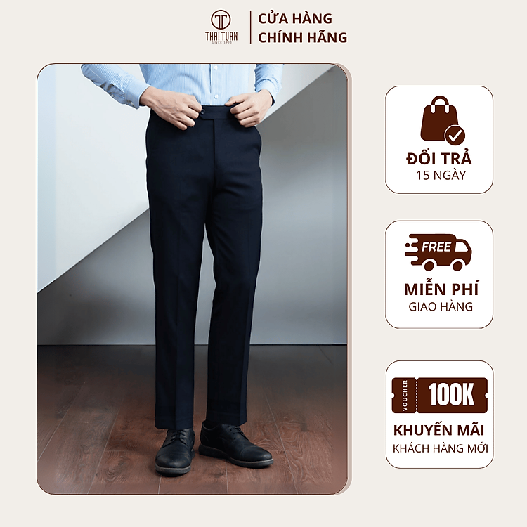 Quần tây nam Thái Tuấn có tăng đơ màu xanh đen | Phong độ, hiện đại, thời trang - Thời trang Công Sở/Dạo phố