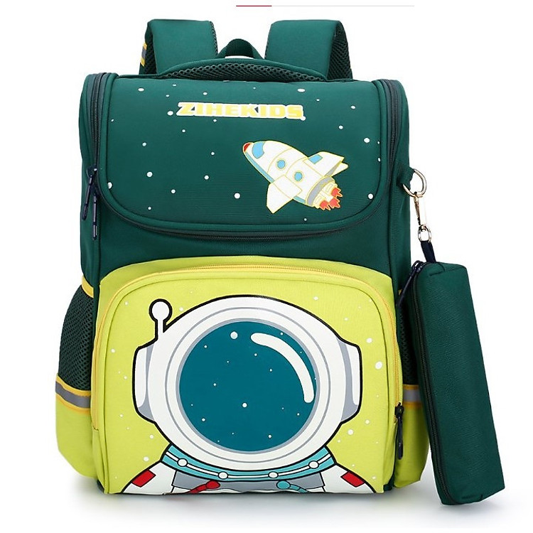 Balo Học Sinh Chống Gù, Cặp Học Sinh Tiểu Học ,Kèm Túi Bút, Có Dải Phản Quang Hình Phi Hành Gia