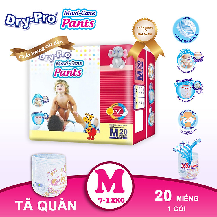 Tã quần Dry-Pro siêu thấm size M Giá rẻ
