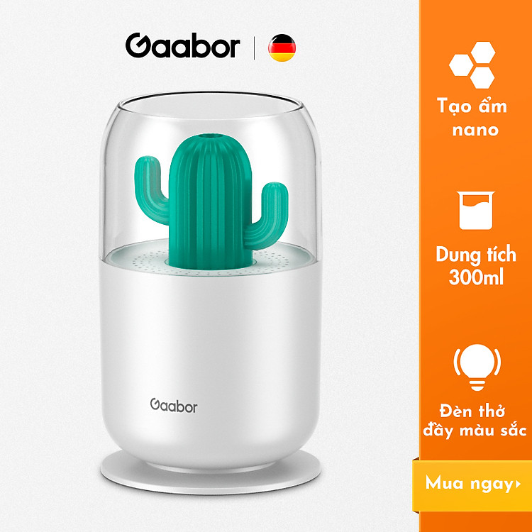 Máy phun sương nano mini tạo ẩm, khuếch tán tinh dầu có đèn ngủ GAABOR GMH-N3A dung tích 300ml - Hàng chính hãng