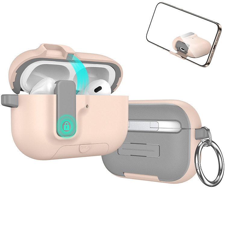 Bao Case Ốp Auto Unlocked Có Khóa Chống Thất Lạc, Giá đỡ điện thoại cho Airpods Pro 3 - Hàng Chính Hãng