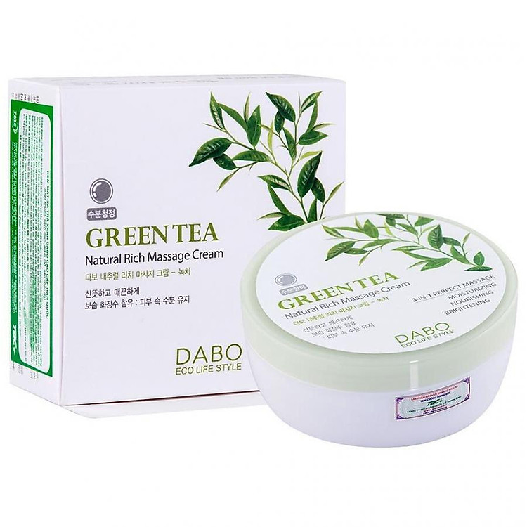 Kem massage mát xa chiết xuất trà xanh hỗ trợ trị mụn căng mịn da DABO GREEN TEA hàn quốc (200ml)