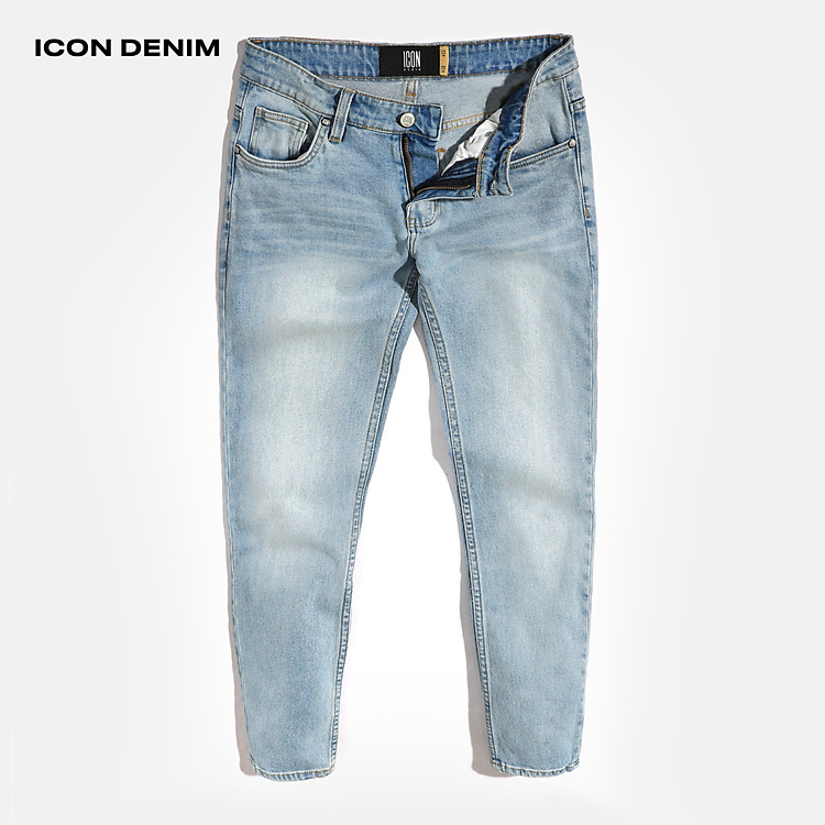 Quần Jean Nam Trơn Dáng Slim-fit Basic Wash ICON DENIM