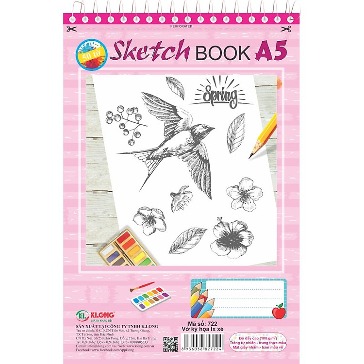 Sổ Vẽ KLONG Ký Họa Lò Xo Xé A5 (50 tờ) - Ảnh 3