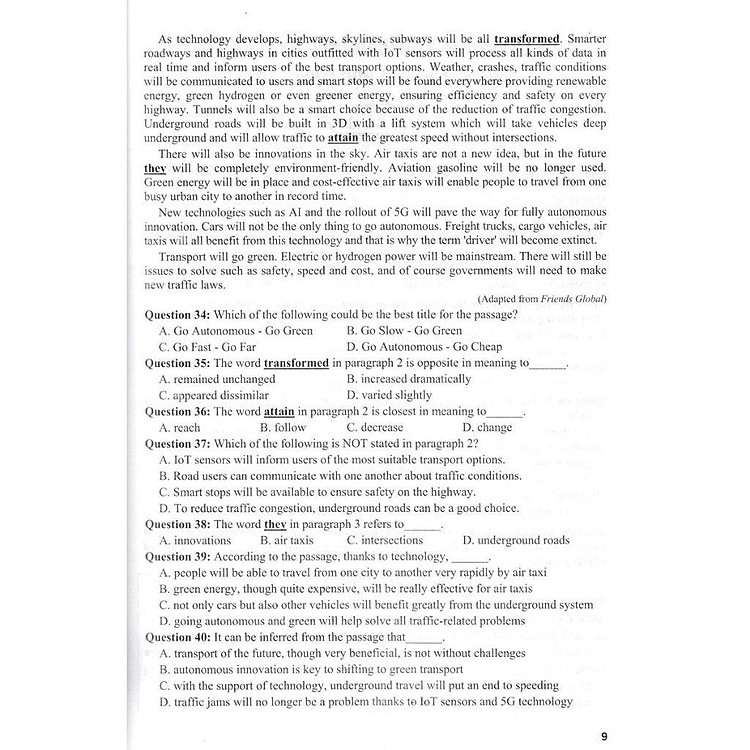 36 Bộ Đề Tiếng Anh Theo Cấu Trúc Đề Minh Họa Kì Thi 2025 Luyện Thi THPT Quốc Gia - Ảnh 7
