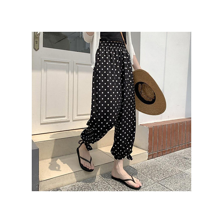 Quần nữ đèn lồng mùa hè cạp cao ống rộng phong cách Hàn Quốc