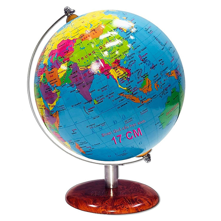 Địa cầu tự nhiên - Giá đỡ inox, đế inox vân nu