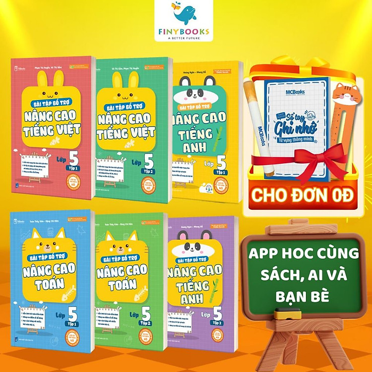 Sách - Combo Bài Tập Bổ Trợ Nâng Cao Toán - Tiếng Việt - Tiếng Anh Lớp 5 (Tập 1+Tập 2) - TKBooks