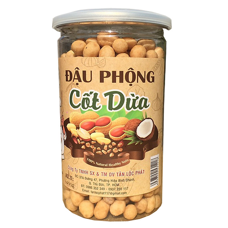 ĐẬU PHỘNG CỐT DỪA SẤY GIÒN HIỆU TÂN LỘC PHÁT 500G ( HŨ PET)