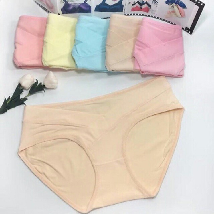 Quần Lót Bầu- Set 5 Quần Lót Cotton LƯNG THẤP Cho Mẹ Bầu Nhiều Màu