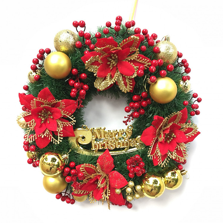 Vòng nguyệt quế đường kính 40cm trang trí Giáng sinh Noel