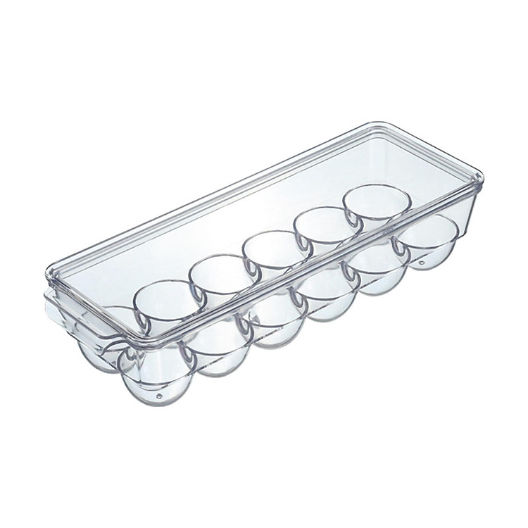 Egg Holder Tray, Egg Tray with Lid, Egg Holder Storage Tray Transparent Save Space Refrigerator Egg Organizer, Eggs Container, for Kitchen