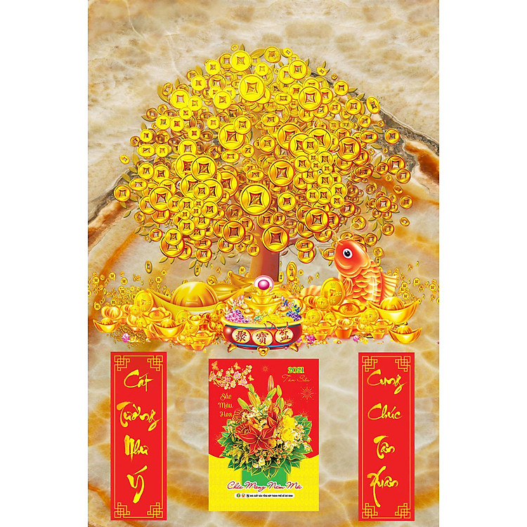 Lịch Gỗ Treo Tường Laminate 2021 Cây Tài Lộc 01 (40 Cm x 60 Cm)
