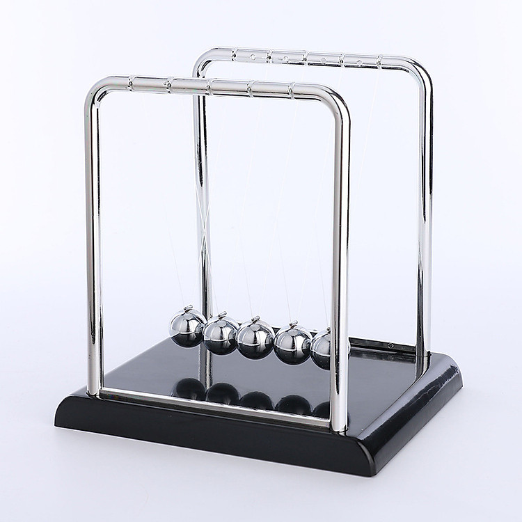 Mô hình con lắc Newton cradle trang trí thép không gỉ 9x7.5x9cm - Hình vuông
