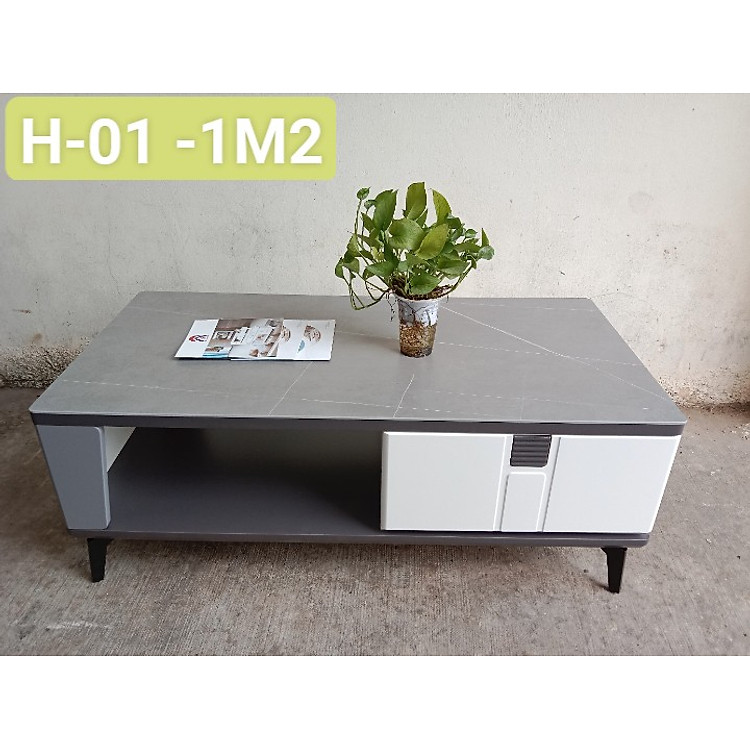 Bàn trà sofa Tundo mặt đá nhập khẩu màu xám