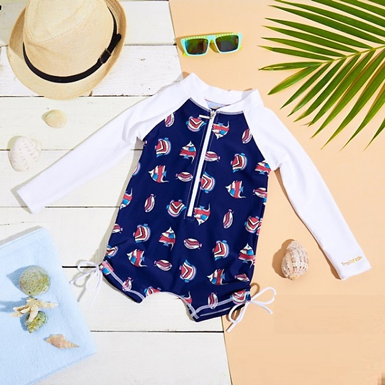 Đồ bơi chống nắng cao cấp cho bé gái TropicFish Colorful Navy