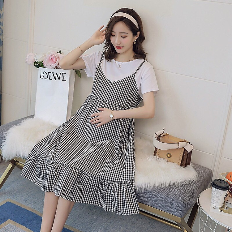 Đầm bầu yếm kẻ Azuno