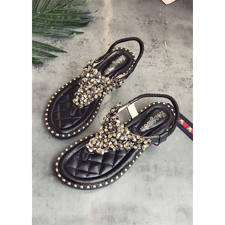 Dép Sandal Nữ Xỏ Ngón Đá Khâu