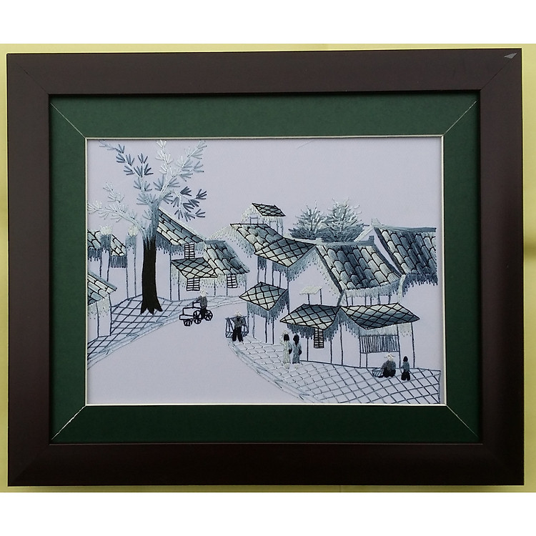 TRANH THÊU TAY PHONG CẢNH HÀ NỘI -THÁP RÙA HỒ GƯƠM - CHÙA 1 CỘT -PHỐ CỔ