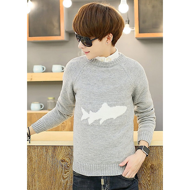 Áo len nam hình cá trẻ trung len03
