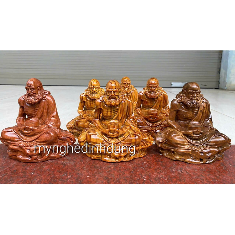 Tượng Đạt Ma Sư Khất Thực Gỗ Huyết Long (15x15x7cm) - Ảnh 3