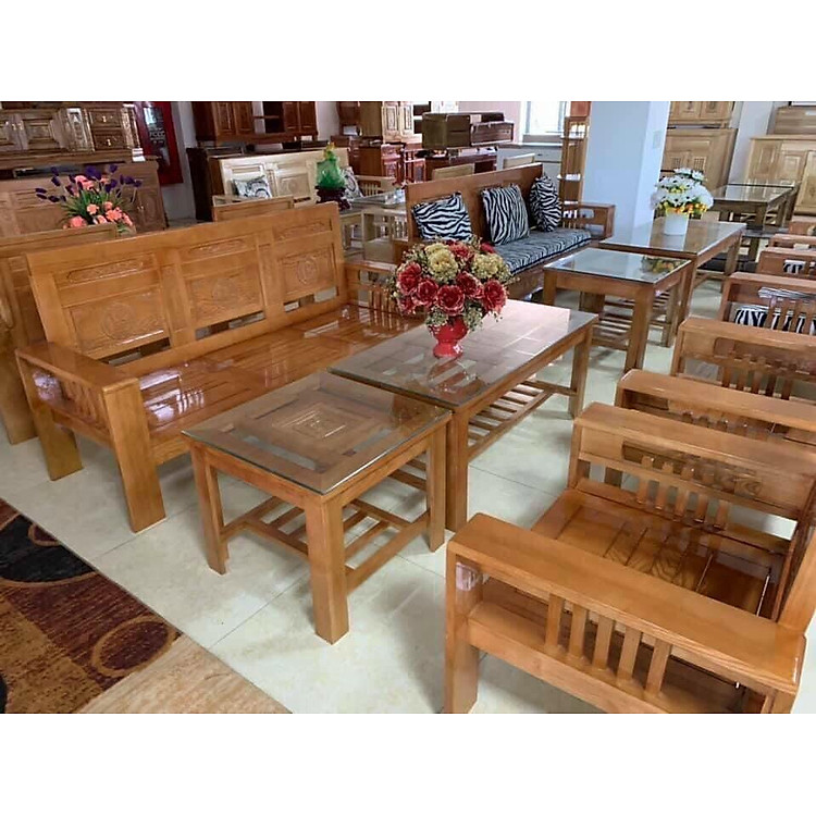 Bộ bàn ghế gỗ sồi Mỹ phòng khách