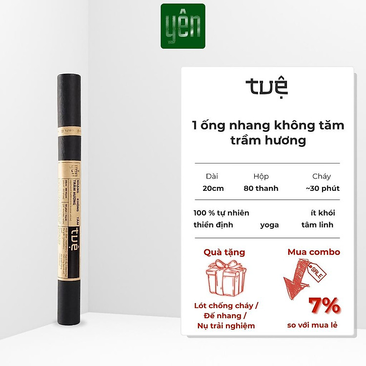 Nhang Trầm Hương Không Tăm Yên Thảo Mộc Loại Tuệ Sạch Tự Nhiên Ít Khói An Toàn Dùng Thiền Thư Giãn