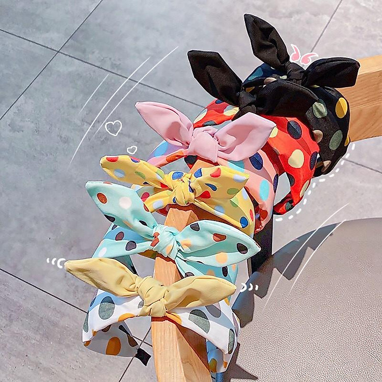 Băng đô tai thỏ dễ thương cho bé gái. băng đô thắt nút cho trẻ em
