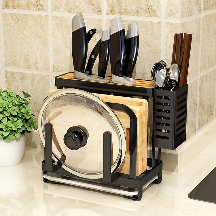 Kệ đựng dao thớt thép có khay hứng nước