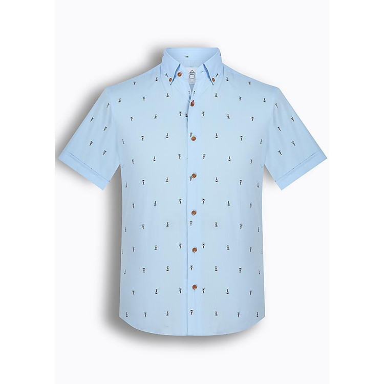 Áo Sơ Mi Nam Tay Ngắn Họa Tiết The Shirts Studio Hàn Quốc TD42F2321BL