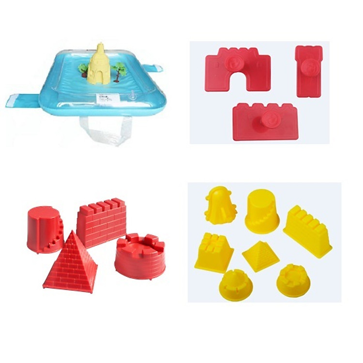 Bộ khuôn chơi cát motion sand mô hình xây dựng và khay phao chơi cát