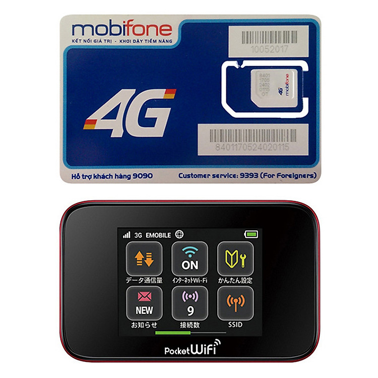 Bộ Phát Wifi Di Động Huawei GL10P 3G 42Mbps/75Mpbs 2400mAh + Sim 3G/4G Mobifone C90N - Hàng Nhập Khẩu