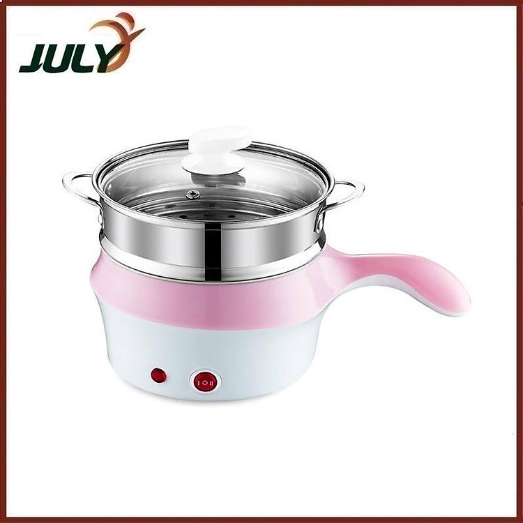 Nồi lẩu điện mini chống dính có tay cầm, xửng hấp đa năng - JL