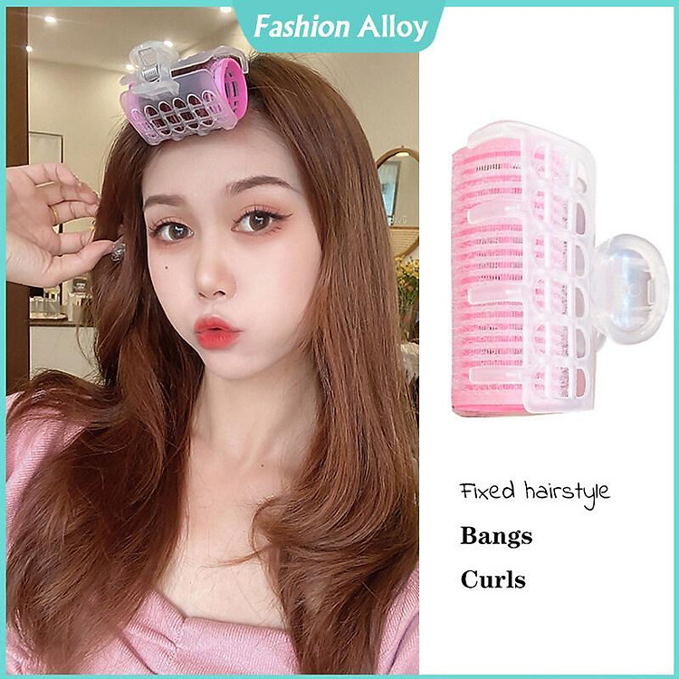 Lô Cuốn Tóc Có Kẹp Màu Hồng Dễ Thương Xu Hướng Thời Trang Hàn Quốc Mới Phụ Kiện Tóc Nữ