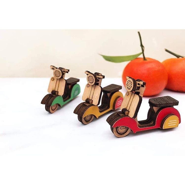Set 3 cái móc khóa gỗ xe vespa
