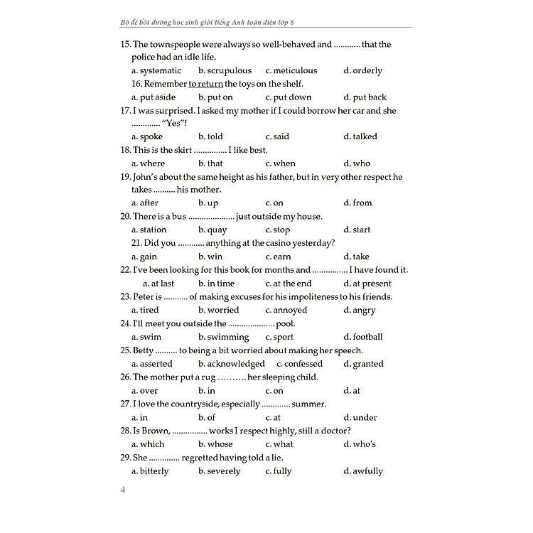 BỘ ĐỀ BỒI DƯỠNG HỌC SINH GIỎI TIẾNG ANH TOÀN DIỆN LỚP 8 - Ảnh 4