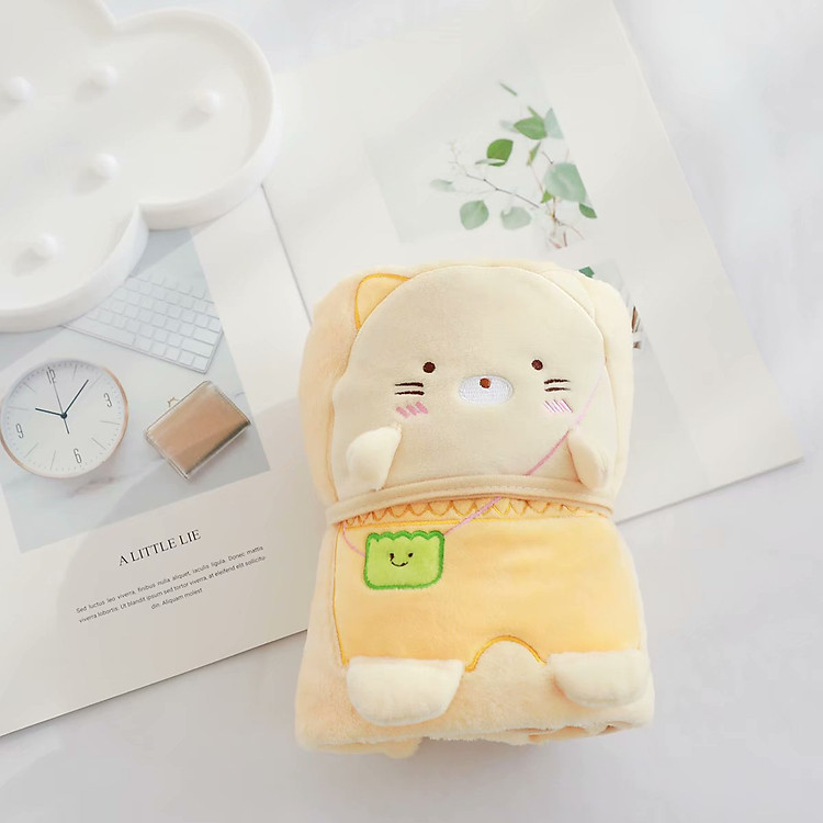 Chăn mền Hình Thú gọn nhẹ, mềm mịn dành cho bé, cho dân văn phòng (Vàng)