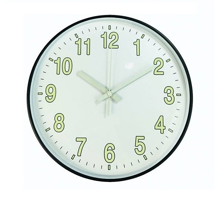 Đồng hồ treo tường kim trôi dạ quang phát sáng ban đêm - dễ dàng xem giờ - Đường kính 30cm - Mặt kính phẳng - không tiếng tíc tắc