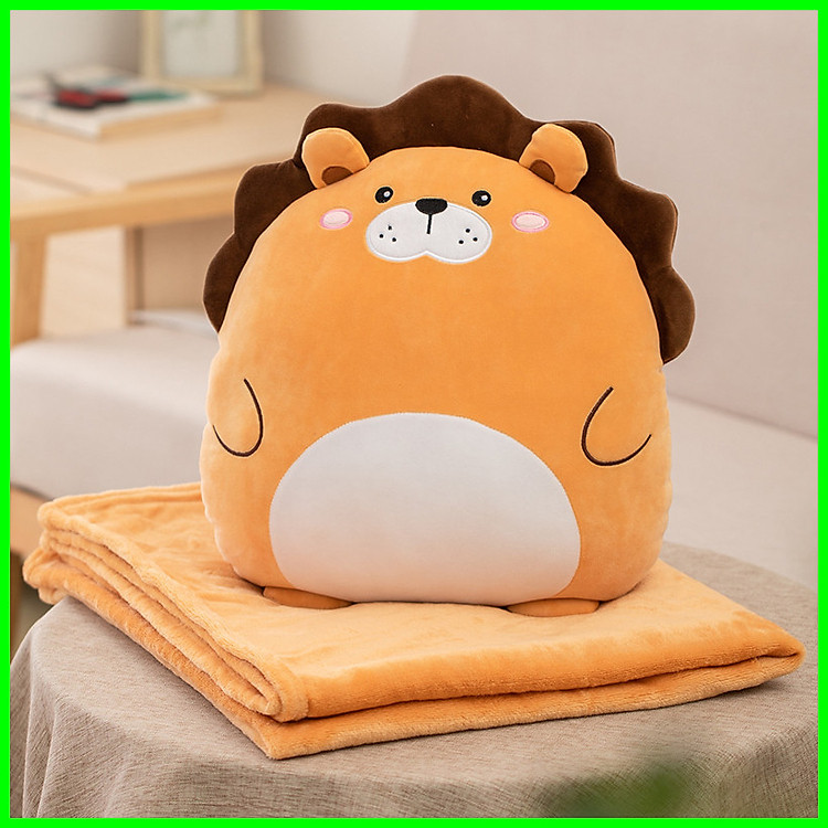 Bộ chăn gối văn phòng 3 trong 1 kiểu Sư Tử Bờm Nâu Độc Đáo