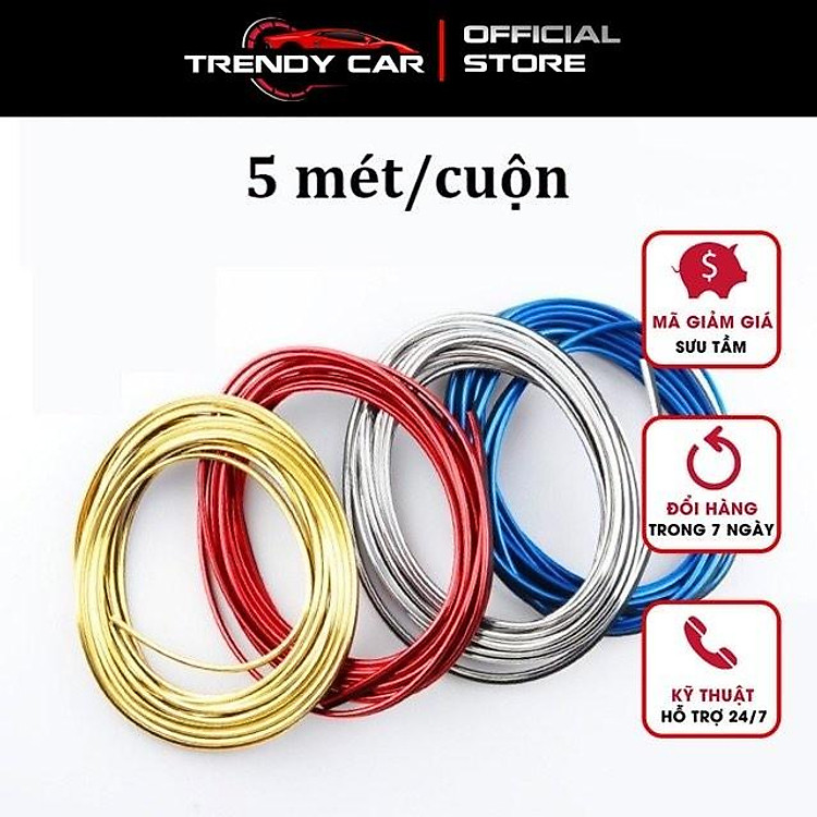 Chỉ viền trang trí nội thất ô tô (cuộn 5m) Chỉ nẹp viền nội thất xe hơi, dây viền trang trí nội thất ô tô, chỉ nội thất