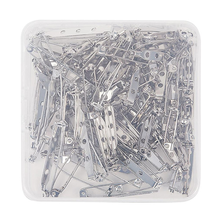 100 Pieces Brooch Backs Safety Pins Catch Findings Bar Back DIY White K